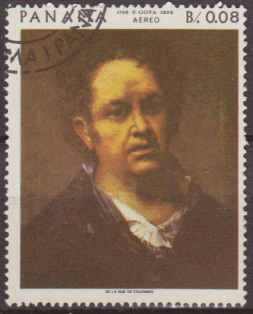 Panama 1959 Scott 481D Sello * Pinturas de Goya Correo Aereo Autorretrato matasellos de favor Preobliterado 